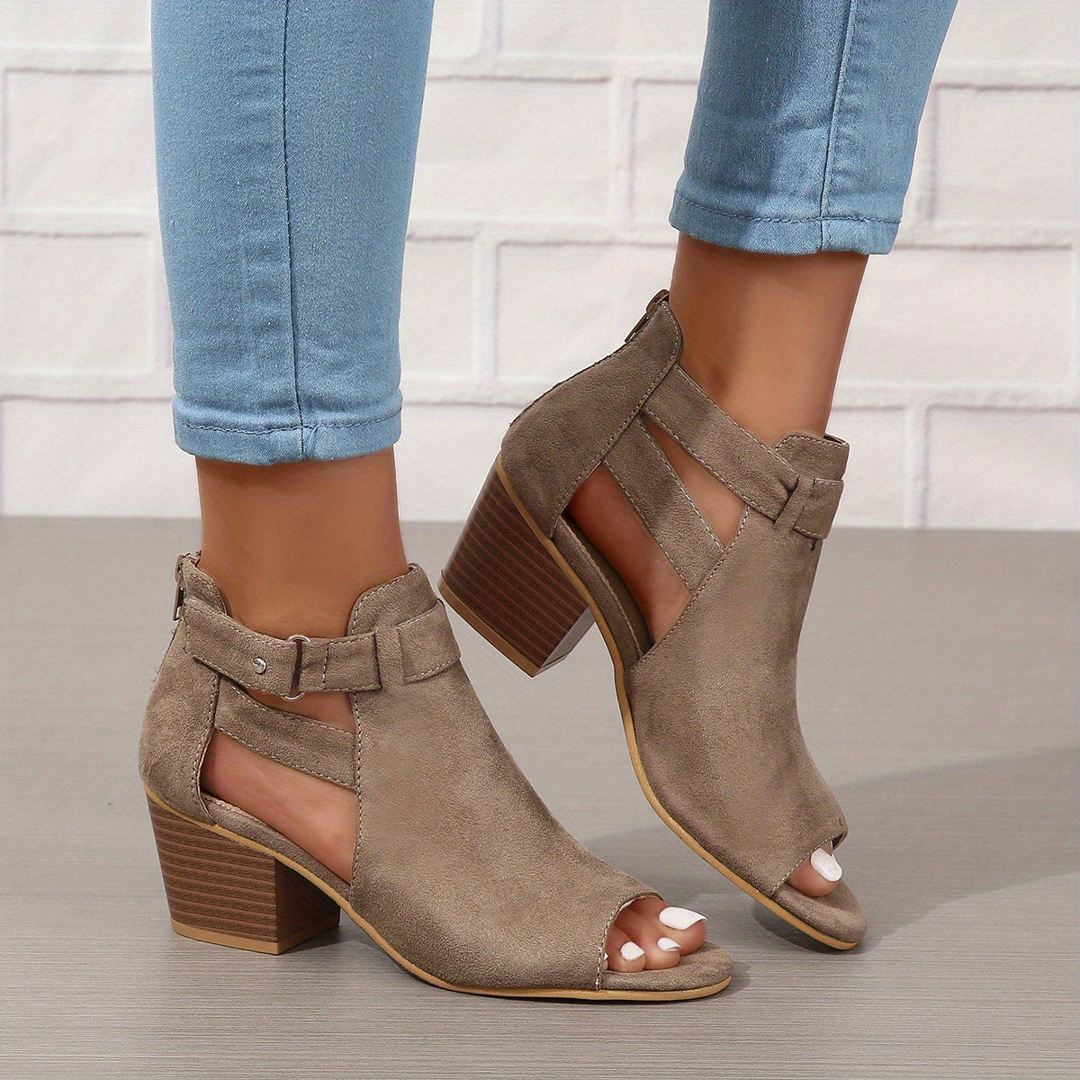 Women's Elegant Vegan Leather Ankle Boots with Sturdy Heel